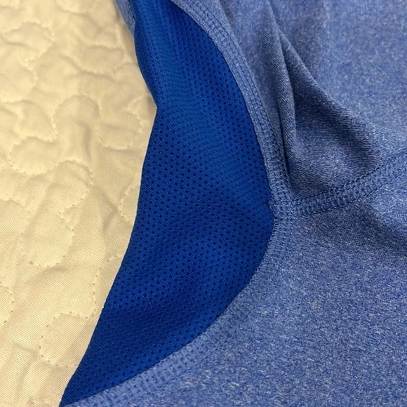 Nike 1/4 zip long sleeve dri fit running shirt heather blue w/curved hem XL - Picture 3 of 5